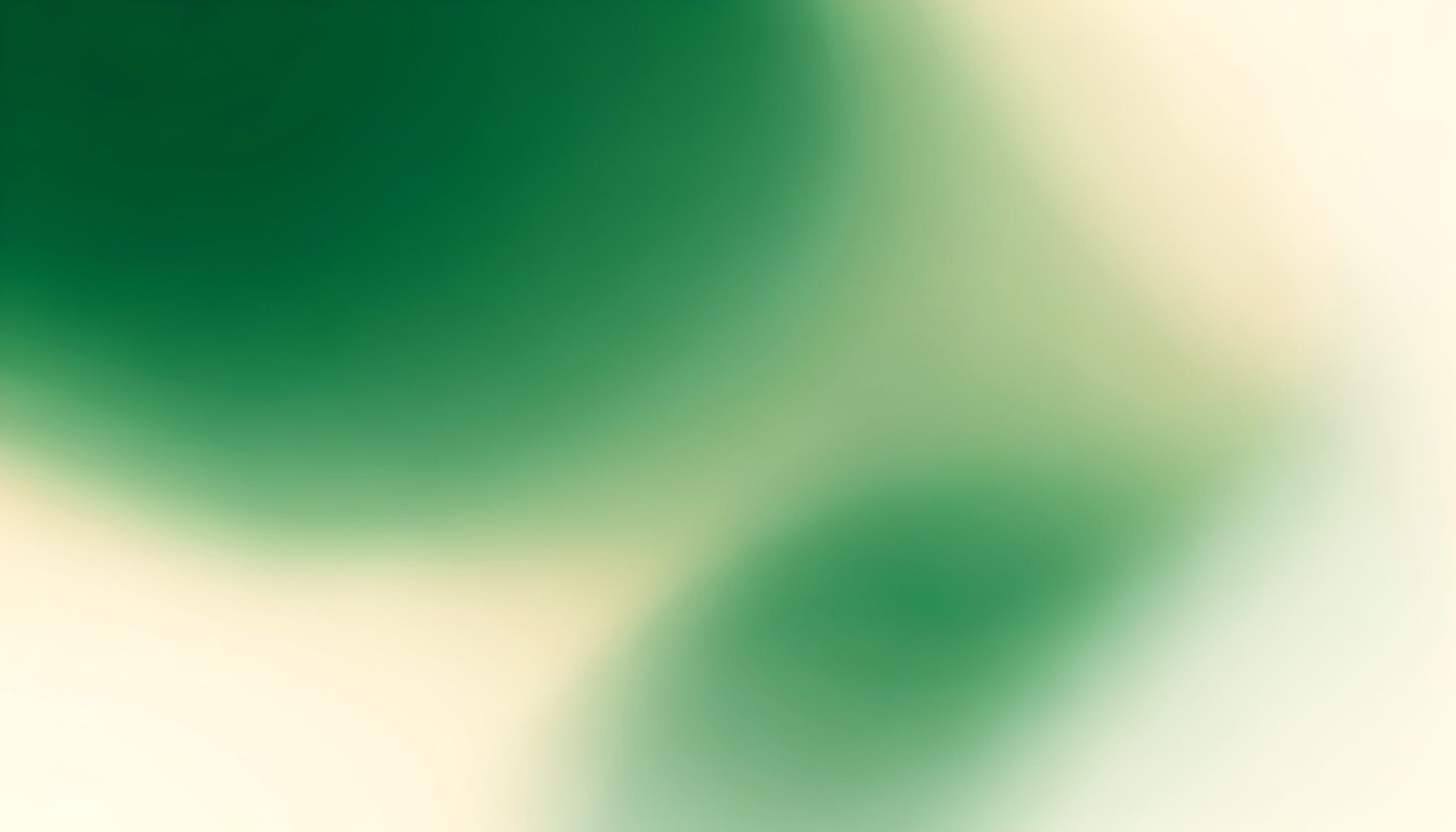 A soft abstract gradient blending deep forest green into warm cream and pale gold, with a calm, open atmosphere suggesting curiosity and forward thinking.