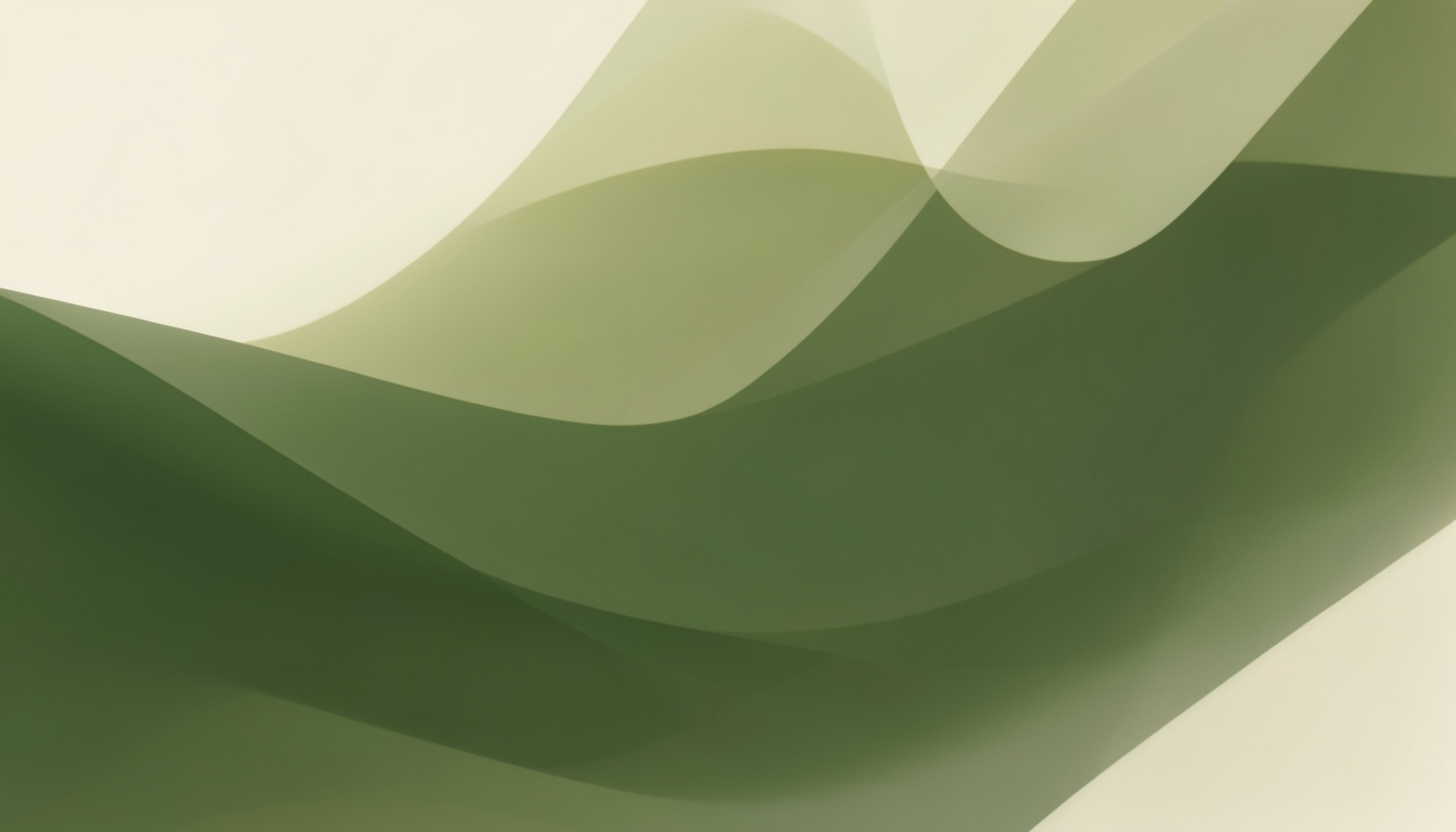Abstract composition of layered translucent shapes in muted olive and cream, evoking a collaborative workspace atmosphere