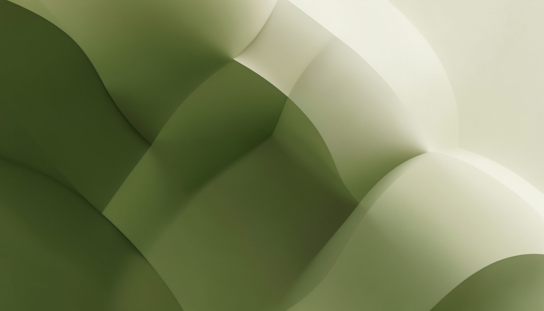 Abstract composition of interlocking soft geometric forms in muted olive and off-white, conveying structure and creative freedom