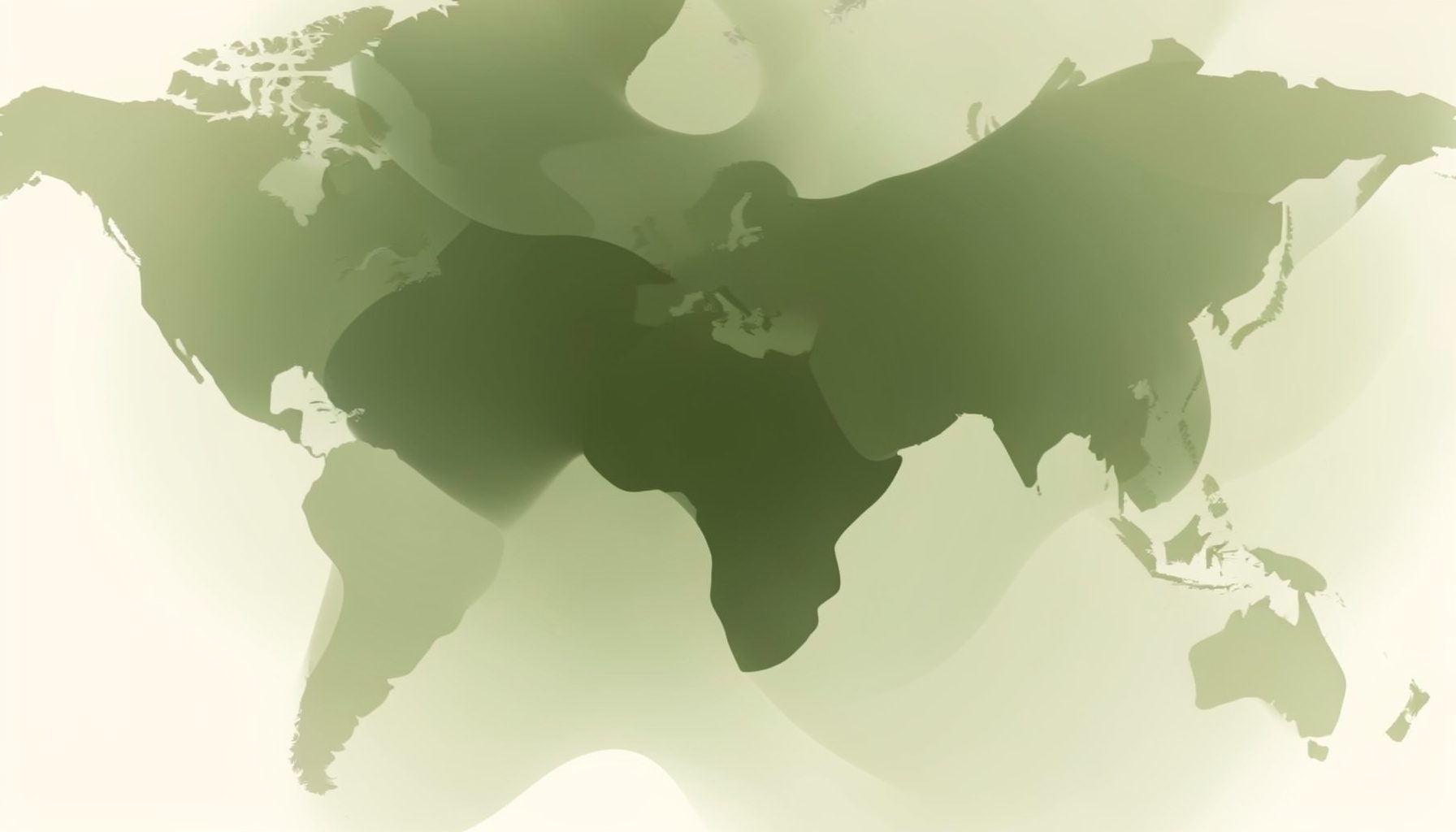 Abstract gradient composition in muted olive and cream tones, evoking a global map-like texture with soft overlapping shapes and no figures.